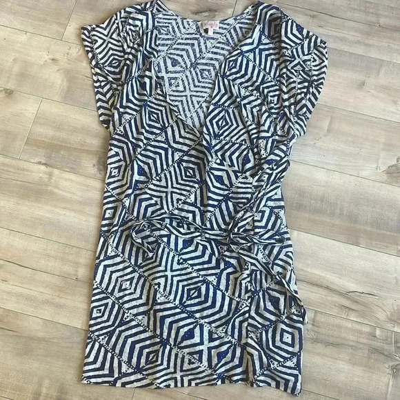 Plenty By Tracy Reese Linen 2 Pieces Set Counting Angels Faux-wrap Dress Sz M - Picture 3 of 7